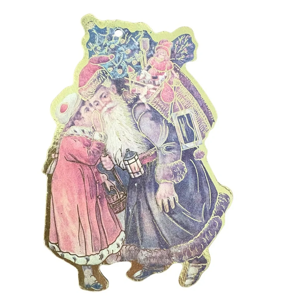Vintage: Old World‎ Victorian Santa Die Cut Cardboard Ornaments